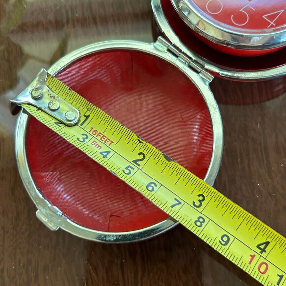 Vintage 1960s Bulova Red Travel Alarm Clock – Folding Round Case, Made in Japan - Picture 15 of 16